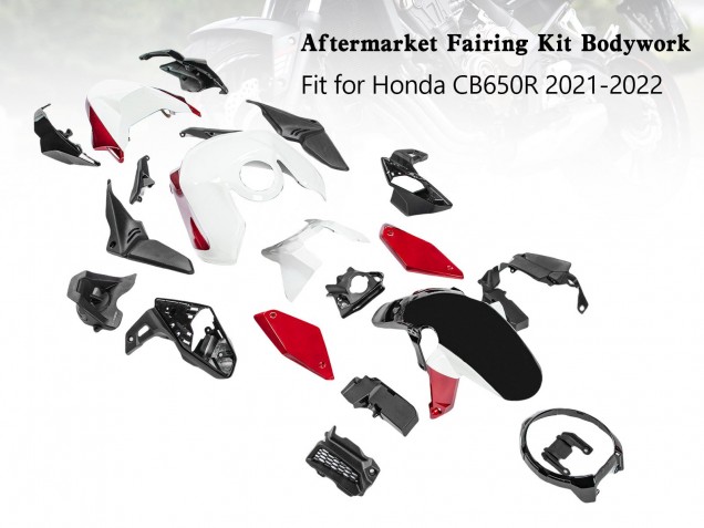 Mejores Carenados Moto Honda CB650R 2019-2022 - Negro Rojo Blanco