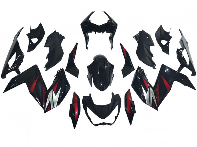 Mejores Carenados Moto Kawasaki Z250/Z300 2015-2016 - Negro Brillante Rojo Plata