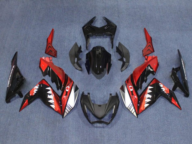 Mejores Carenados Moto Kawasaki Z250/Z300 2015-2016 - Rojo Blanco Negro Brillante Tiburón