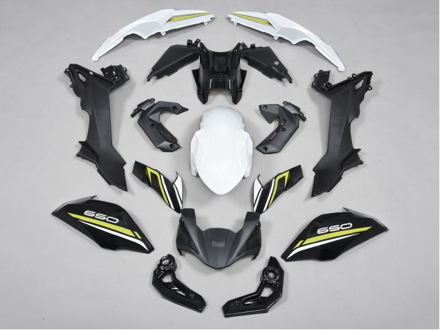 Mejores Carenados Moto Kawasaki Ninja Z650 2017-2019 - Negro Blanco Amarillo