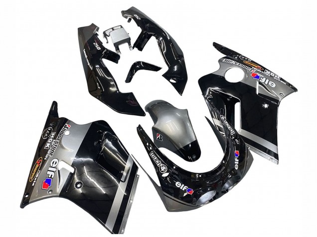 Mejores Carenados Moto Kawasaki ZXR250 1989-1990 - Negro Brillante Gris Elf Touch4 Bridgestone