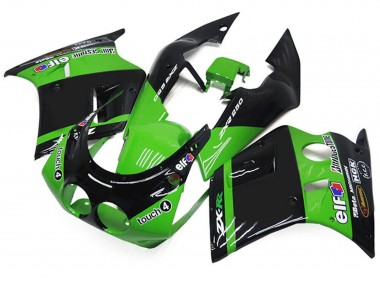 Mejores Carenados Moto Kawasaki ZXR250 1989-1990 - Verde Negro Brillante Elf Touch4 Bridgestone