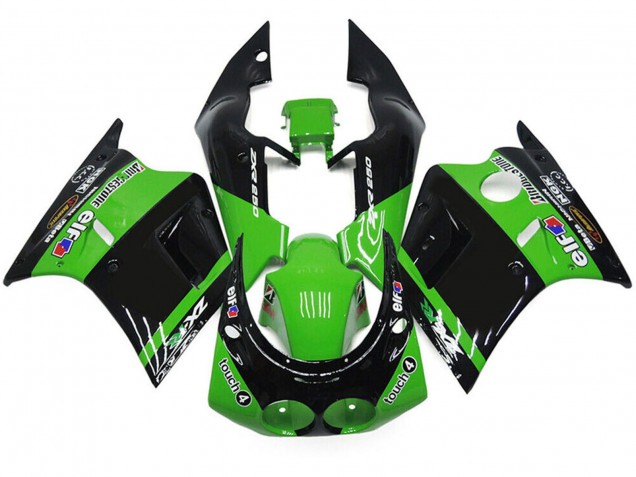 Mejores Carenados Moto Kawasaki ZXR250 1989-1990 - Verde Negro Brillante Elf Touch4 Bridgestone