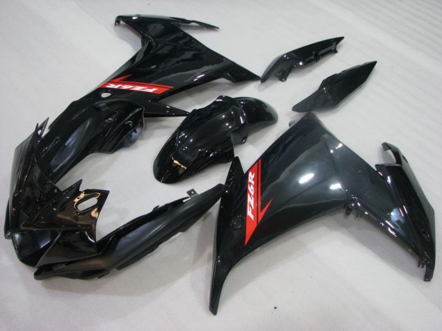 Mejores Carenados Moto Yamaha FZ6R 2009-2015 - Negro Brillante Rojo