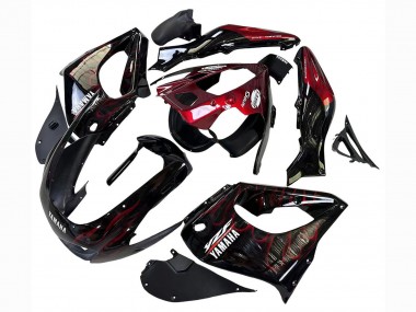 Mejores Carenados Moto Yamaha YZF 1000R Thunderace 1997-2007 - Negro Rojo Oscuro Llama