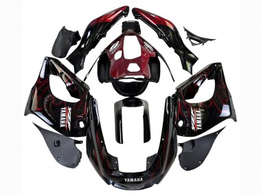 Mejores Carenados Moto Yamaha YZF 1000R Thunderace 1997-2007 - Negro Rojo Oscuro Llama