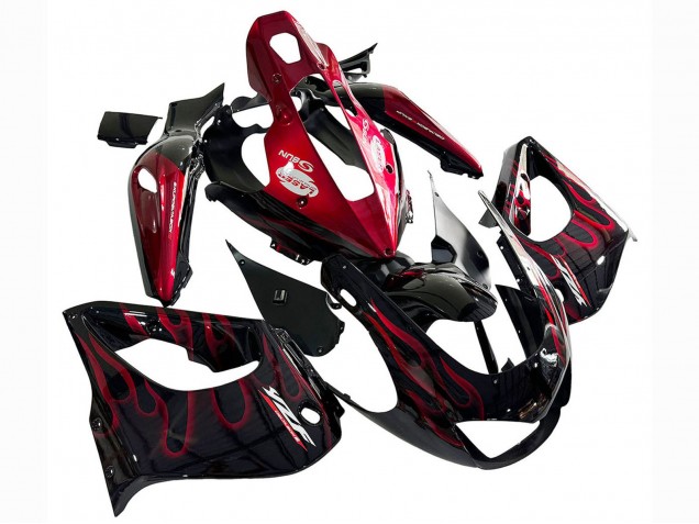 Mejores Kits Carenado Moto Yamaha YZF 1000R Thunderace 1997-2007 - Negro Rojo Llama