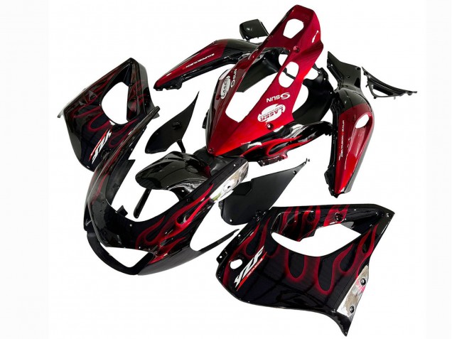 Mejores Kits Carenado Moto Yamaha YZF 1000R Thunderace 1997-2007 - Negro Rojo Llama