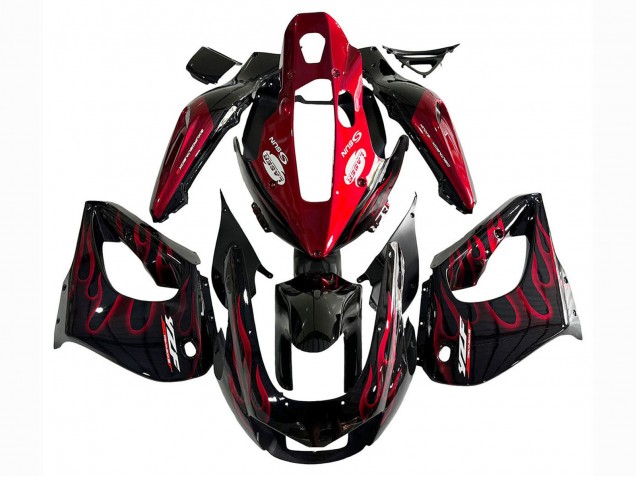Mejores Kits Carenado Moto Yamaha YZF 1000R Thunderace 1997-2007 - Negro Rojo Llama