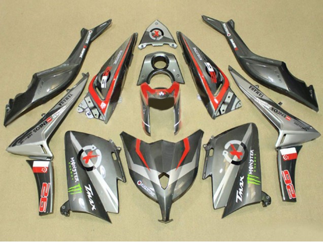Mejores Carenados Moto Yamaha TMAX530 2012-2014 - Gris Rojo Monstruo ENEOS