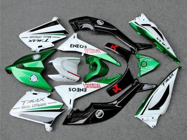 Mejores Carenados Moto Yamaha TMAX530 2012-2014 - Blanco Verde Negro Semakin Didepan ENEOS