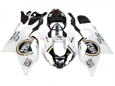Mejores Carenados Moto Aprilia RSV1000 2003-2006 - Blanco Negro Lucky Strike Motul Michelin