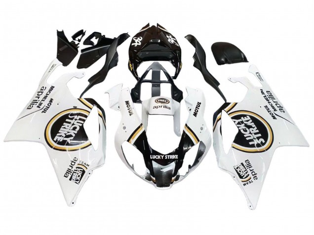 Mejores Carenados Moto Aprilia RSV1000 2003-2006 - Blanco Negro Lucky Strike Motul Michelin