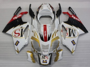 Mejores Carenados Moto Aprilia RSV1000 2003-2006 - Blanco Oro Rojo Negro