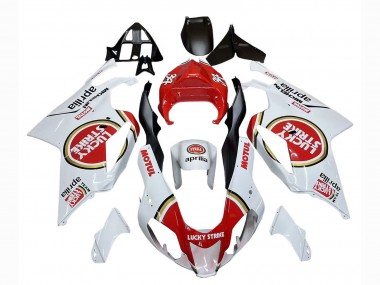 Mejores Carenados Moto Aprilia RSV1000 2003-2006 - Blanco Rojo Lucky Strike Motul 34