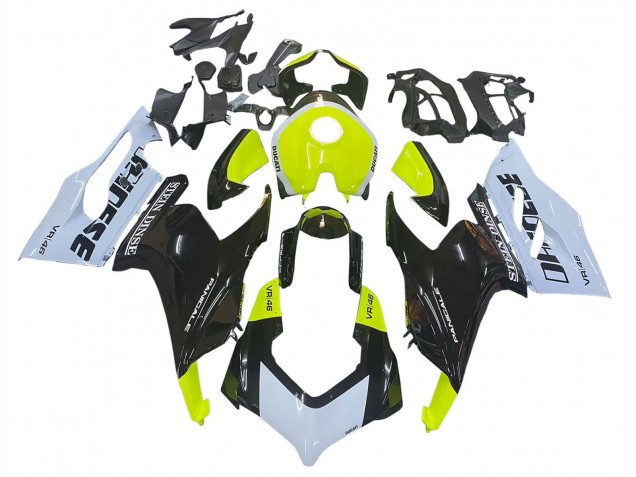 Mejores Carenados Moto Ducati Panigale V2 2020-2024 - Blanco Verde Lima Negro Brillante Stein Dinse VR 46