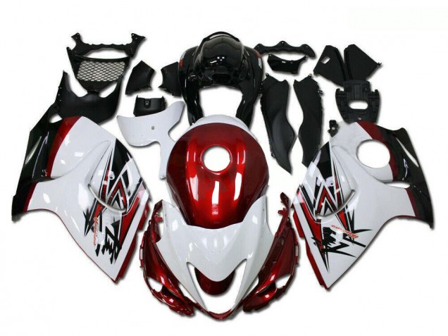 Mejores Carenados Moto Suzuki GSXR 1300 Hayabusa 2008-2020 - Blanco Rojo Negro