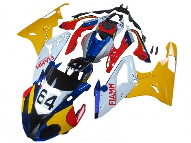 Mejores Carenados Moto BMW S1000RR 2015-2016 - Amarillo Blanco Azul Fiamm 64