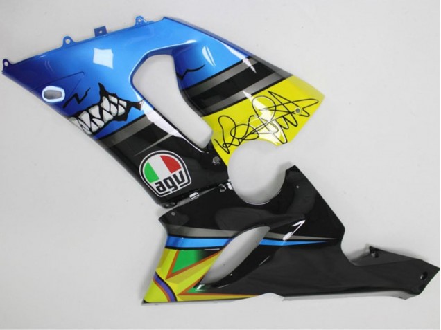 Mejores Carenados Moto Kawasaki ZX6R 2005-2006 - Azul Amarillo Negro Tiburón