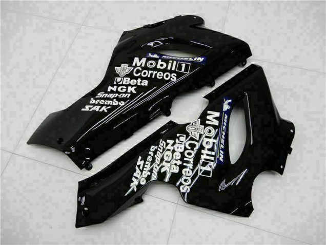 Mejores Carenados Moto Kawasaki ZX6R 2005-2006 - Negro Brillante Blanco West