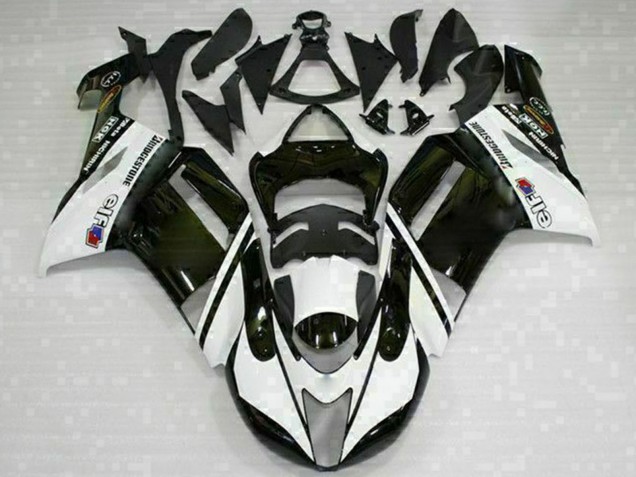 Mejores Carenados Moto Kawasaki ZX6R 2007-2008 - Negro Blanco