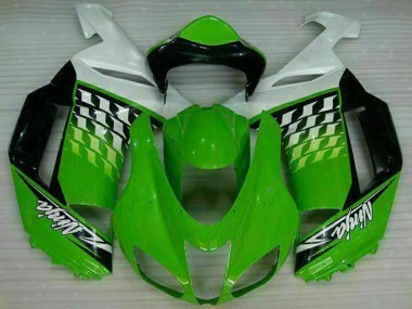 Mejores Carenados Moto Kawasaki ZX6R 2007-2008 - Verde Blanco Ninja