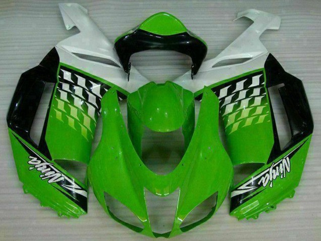 Mejores Carenados Moto Kawasaki ZX6R 2007-2008 - Verde Blanco Ninja