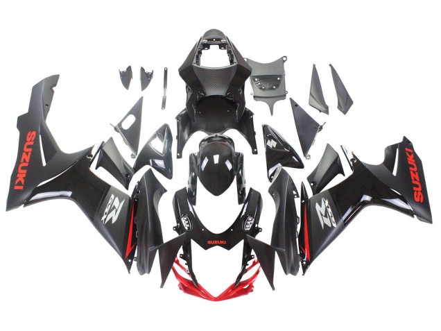 Mejores Carenados Moto Suzuki GSXR 600 / GSXR 750 2011-2024 - Negro Gris Rojo Línea