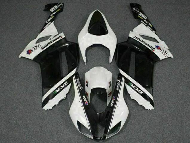 Mejores Carenados Moto Kawasaki ZX6R 2007-2008 - Negro Blanco Elf