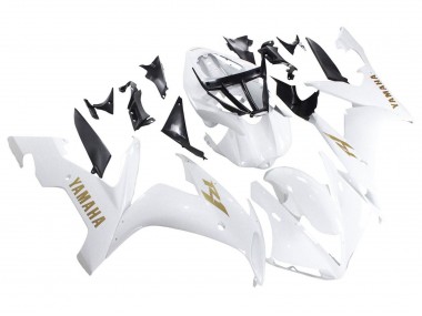 Mejores Carenados Moto Yamaha YZF 1000 R1 2004-2006 - Blanco Oro Calcomanías