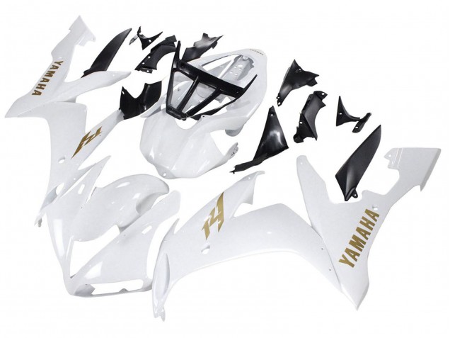 Mejores Carenados Moto Yamaha YZF 1000 R1 2004-2006 - Blanco Oro Calcomanías