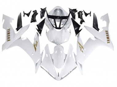 Mejores Carenados Moto Yamaha YZF 1000 R1 2004-2006 - Blanco Oro Calcomanías