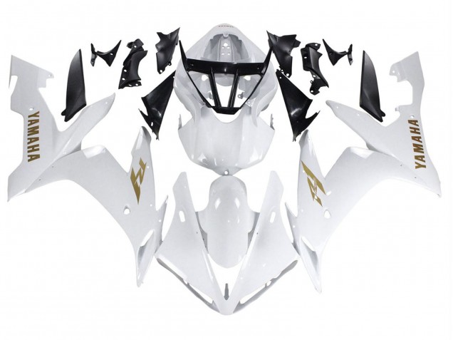 Mejores Carenados Moto Yamaha YZF 1000 R1 2004-2006 - Blanco Oro Calcomanías