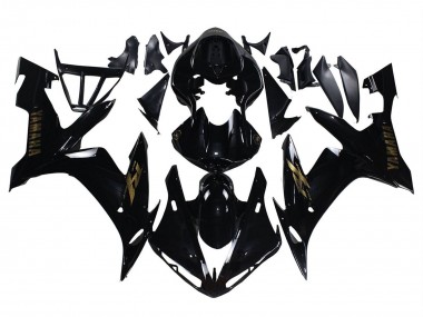 Mejores Carenados Moto Yamaha YZF 1000 R1 2004-2006 - Negro Brillante Oro Calcomanías