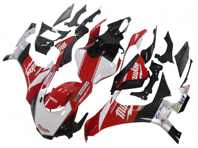 Mejores Carenados Moto Yamaha YZF 1000 R1 2020-2025 - Blanco Rojo Negro Milwaukee