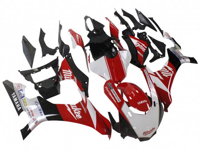 Mejores Carenados Moto Yamaha YZF 1000 R1 2020-2025 - Blanco Rojo Negro Milwaukee