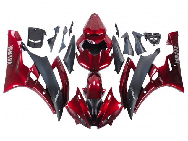 Mejores Carenado Moto Yamaha YZF 600 R6 2006-2007 - Rojo Negro Mate