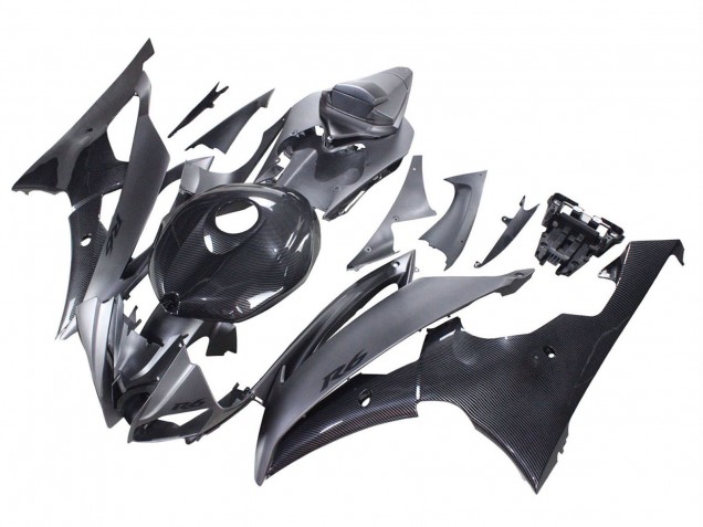 Mejores Carenados Moto Yamaha YZF 600 R6 2008-2016 - Gris Negro FibraCarbono Estilo
