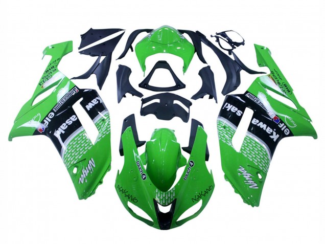 Mejores Carenados Moto Kawasaki ZX6R 2007-2008 - Verde Negro Ninja