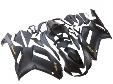 Mejores Carenados Moto Kawasaki ZX6R 2007-2008 - Negro Mate Amarillo Logo Ninja