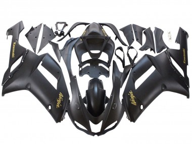 Mejores Carenados Moto Kawasaki ZX6R 2007-2008 - Negro Mate Amarillo Logo Ninja