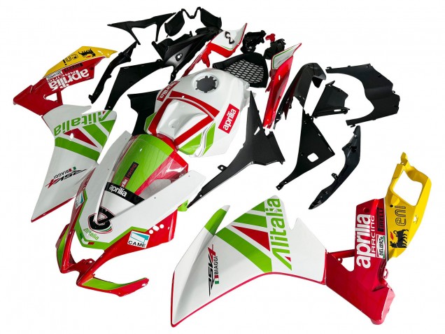 Mejores Carenado Moto Aprilia RS4 50 125 2012-2018 - Blanco Rojo Verde Amarillo Alitalia