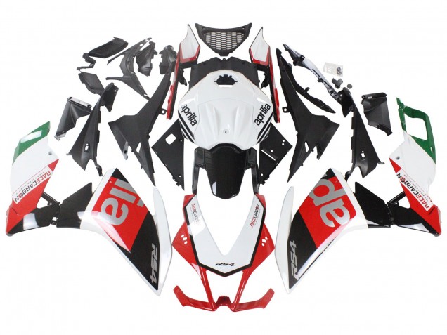 Mejores Carenados Moto Aprilia RS4 50 125 2012-2018 - Blanco Rojo Verde Negro Brillante