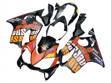 Mejores Carenados Moto Honda CBR600 F4i 2004-2007 - Negro Mate Naranja Rossi