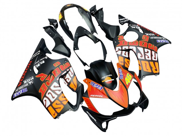 Mejores Carenados Moto Honda CBR600 F4i 2004-2007 - Negro Mate Naranja Rossi