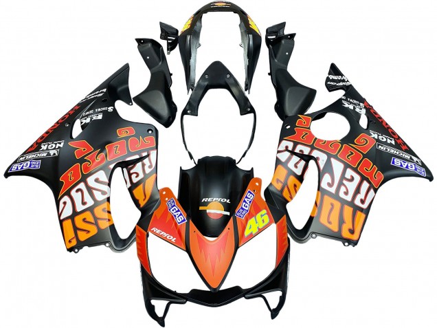 Mejores Carenados Moto Honda CBR600 F4i 2004-2007 - Negro Mate Naranja Rossi