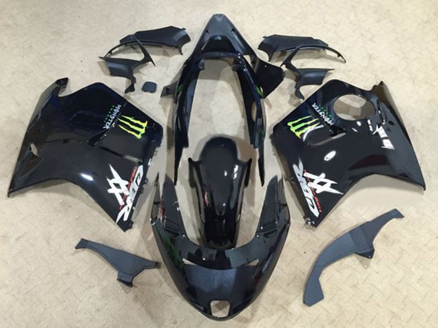 Mejores Carenados Moto Honda CBR1100XX Blackbird 1996-2007 - Negro Brillante Verde Monstruo