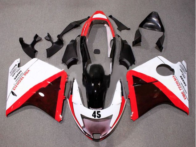 Mejores Carenados Moto Honda CBR1100XX Blackbird 1996-2007 - Blanco Rojo Negro Brillante
