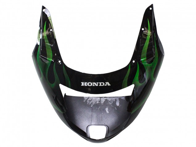 Mejores Carenado Moto Honda CBR1100XX Blackbird 1996-2007 - Negro Brillante Verde Llama