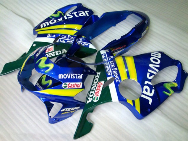 Mejores Carenados Moto Honda CBR600 F4 1999-2000 - Azul Amarillo Verde MoviStar Castrol